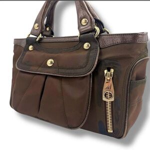 Celine Dark Brown Boogie Bag Satchel with Gold Accents